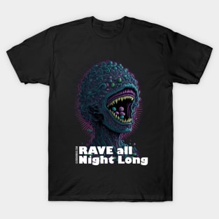 Techno T-Shirt - You’ll Never Rave Alone - Catsondrugs.com - Techno, rave, edm, festival, techno, trippy, music, 90s rave, psychedelic, party, trance, rave music, rave krispies, rave flyer T-Shirt T-Shirt